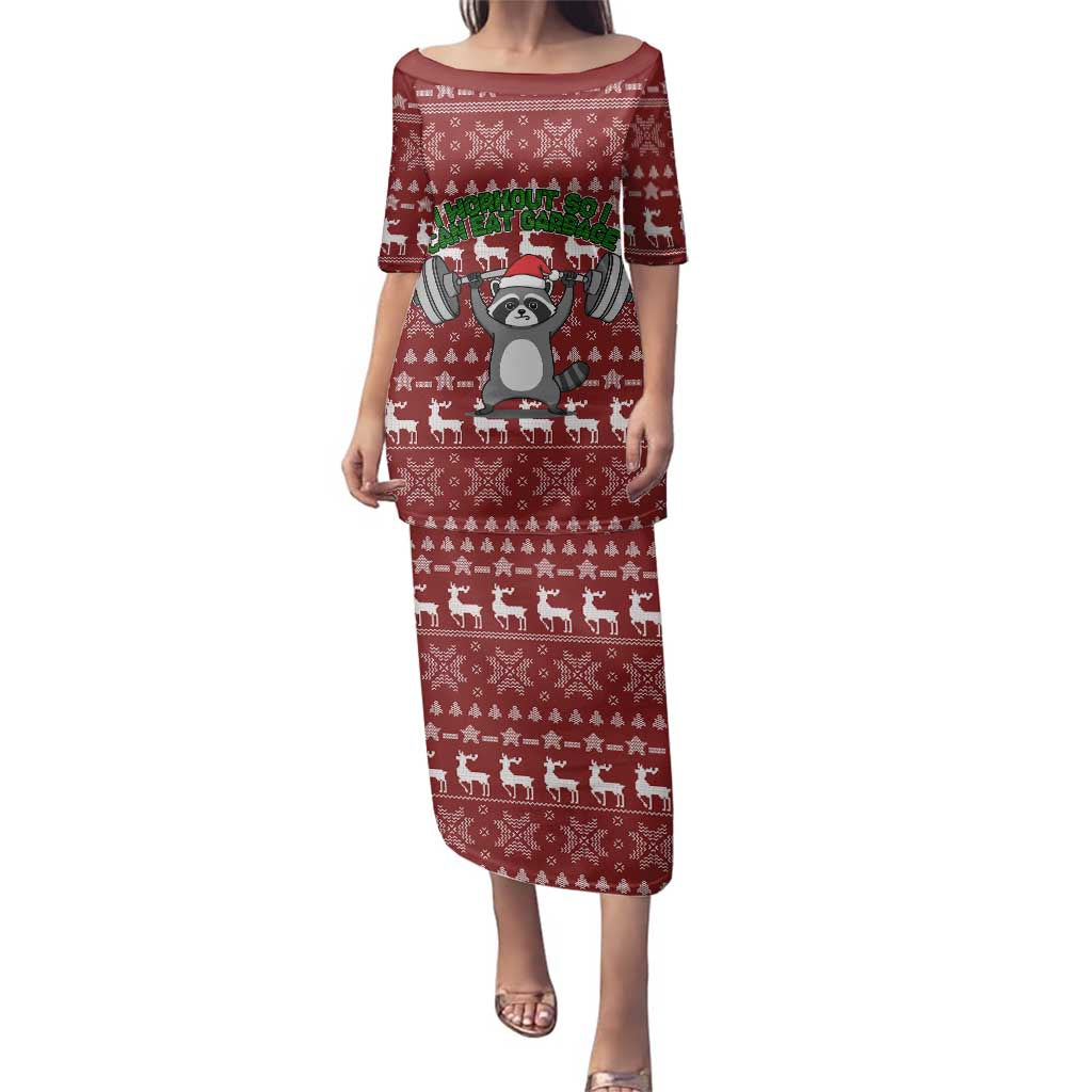 I Workout So I Can Eat Garbage Christmas Design Family Matching Puletasi and Hawaiian Shirt Xmas Holiday Patterns - Wonder Print Shop