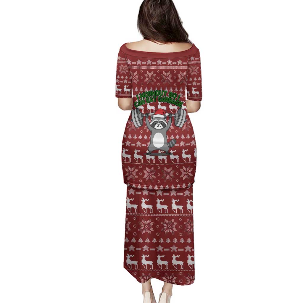 I Workout So I Can Eat Garbage Christmas Design Family Matching Puletasi and Hawaiian Shirt Xmas Holiday Patterns - Wonder Print Shop
