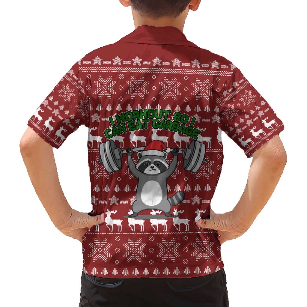 I Workout So I Can Eat Garbage Christmas Design Family Matching Short Sleeve Bodycon Dress and Hawaiian Shirt Xmas Holiday Patterns - Wonder Print Shop