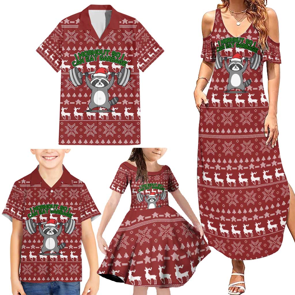 I Workout So I Can Eat Garbage Christmas Design Family Matching Summer Maxi Dress and Hawaiian Shirt Xmas Holiday Patterns - Wonder Print Shop
