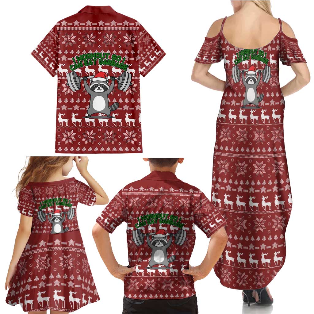 I Workout So I Can Eat Garbage Christmas Design Family Matching Summer Maxi Dress and Hawaiian Shirt Xmas Holiday Patterns - Wonder Print Shop