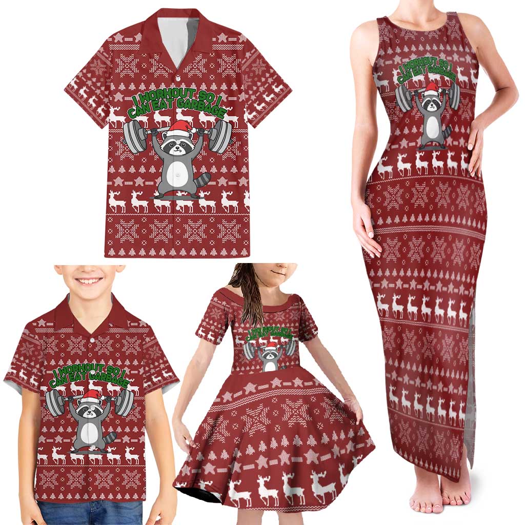 I Workout So I Can Eat Garbage Christmas Design Family Matching Tank Maxi Dress and Hawaiian Shirt Xmas Holiday Patterns - Wonder Print Shop