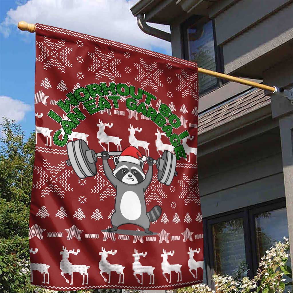 I Workout So I Can Eat Garbage Christmas Design Garden Flag Xmas Holiday Patterns - Wonder Print Shop