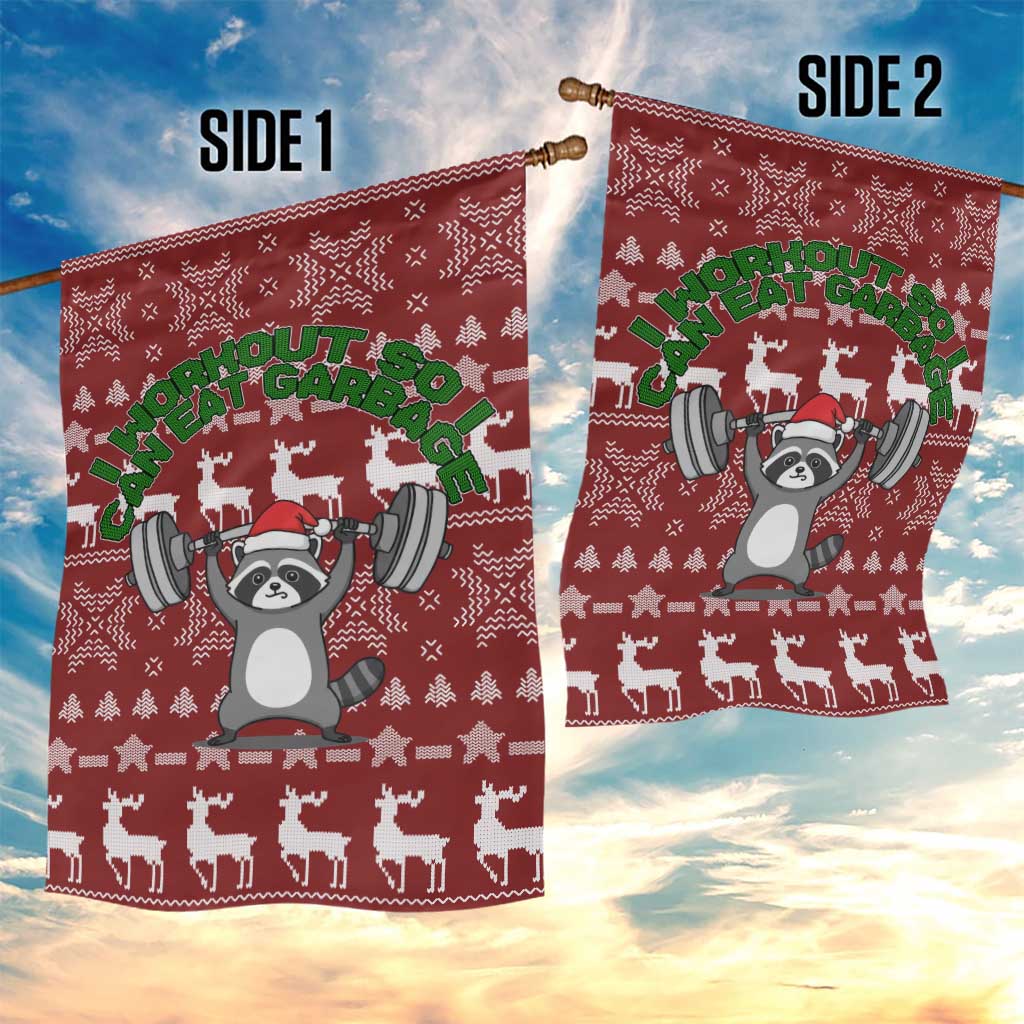 I Workout So I Can Eat Garbage Christmas Design Garden Flag Xmas Holiday Patterns - Wonder Print Shop