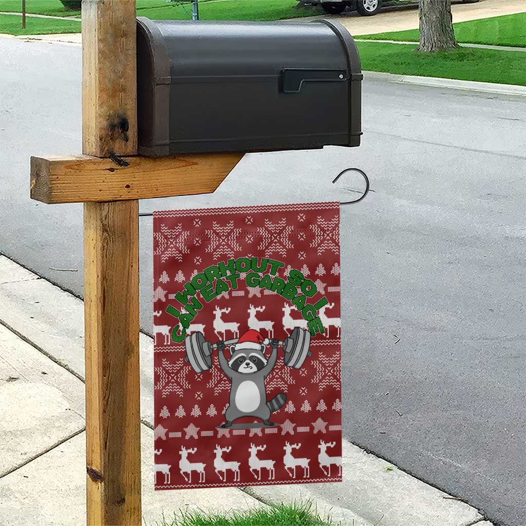 I Workout So I Can Eat Garbage Christmas Design Garden Flag Xmas Holiday Patterns - Wonder Print Shop