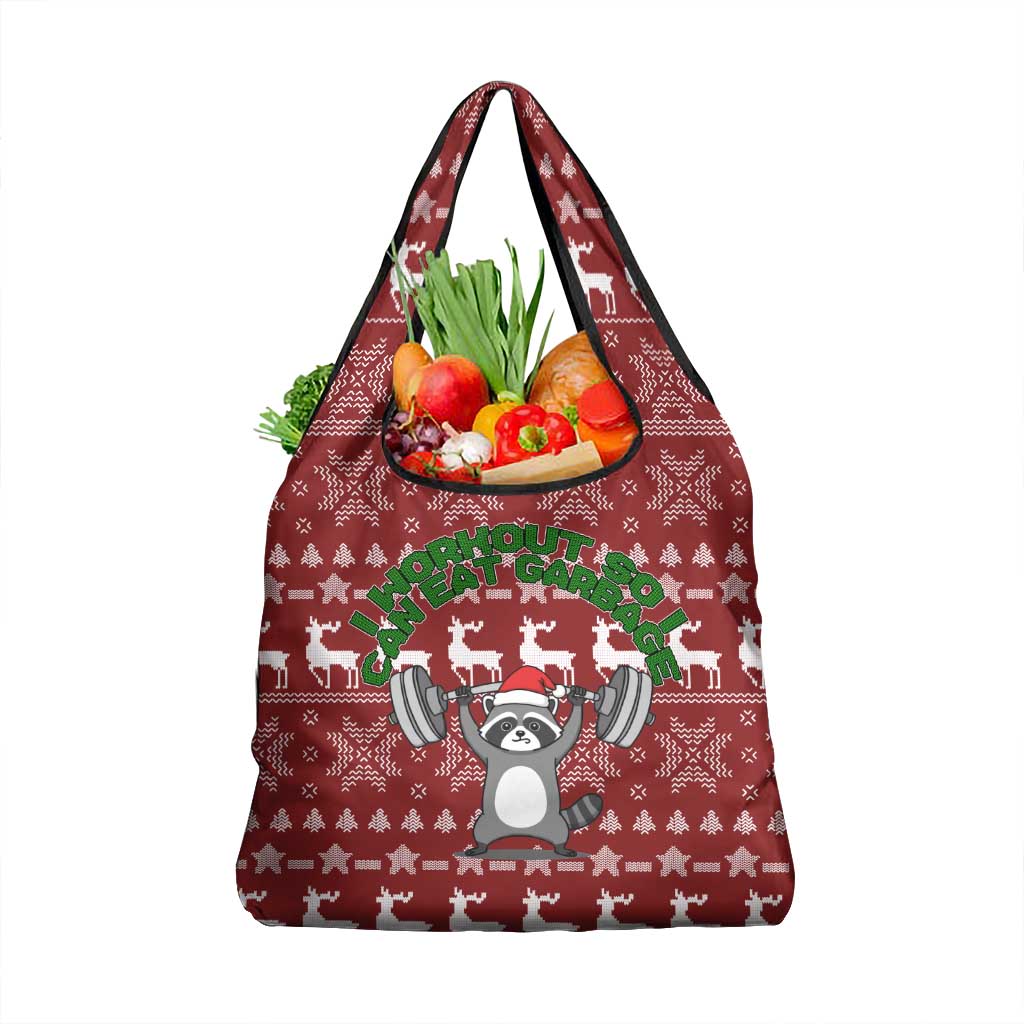 I Workout So I Can Eat Garbage Christmas Design Grocery Bag Xmas Holiday Patterns - Wonder Print Shop