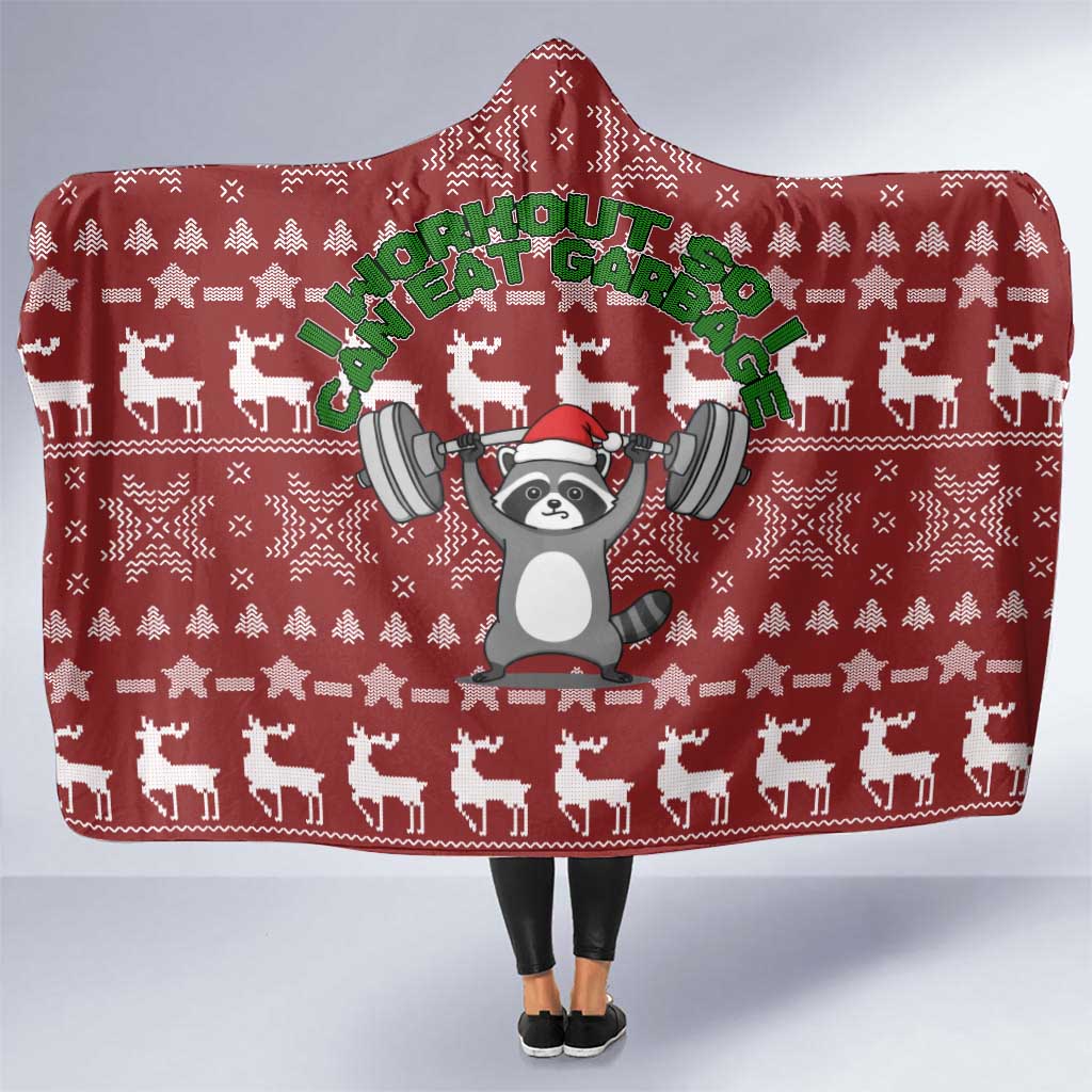 I Workout So I Can Eat Garbage Christmas Design Hooded Blanket Xmas Holiday Patterns - Wonder Print Shop