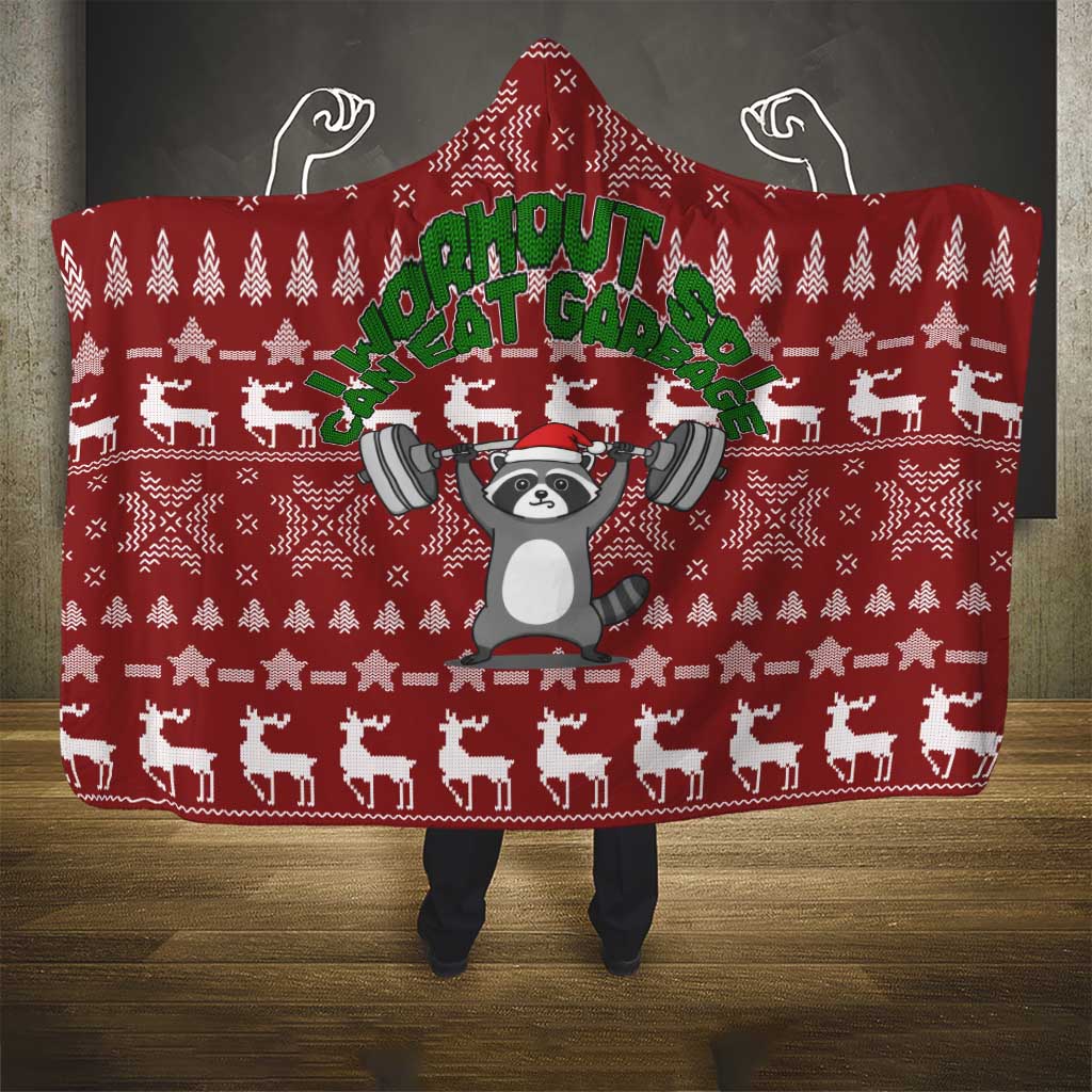 I Workout So I Can Eat Garbage Christmas Design Hooded Blanket Xmas Holiday Patterns - Wonder Print Shop