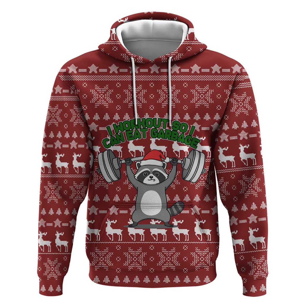 I Workout So I Can Eat Garbage Christmas Design Hoodie Xmas Holiday Patterns - Wonder Print Shop