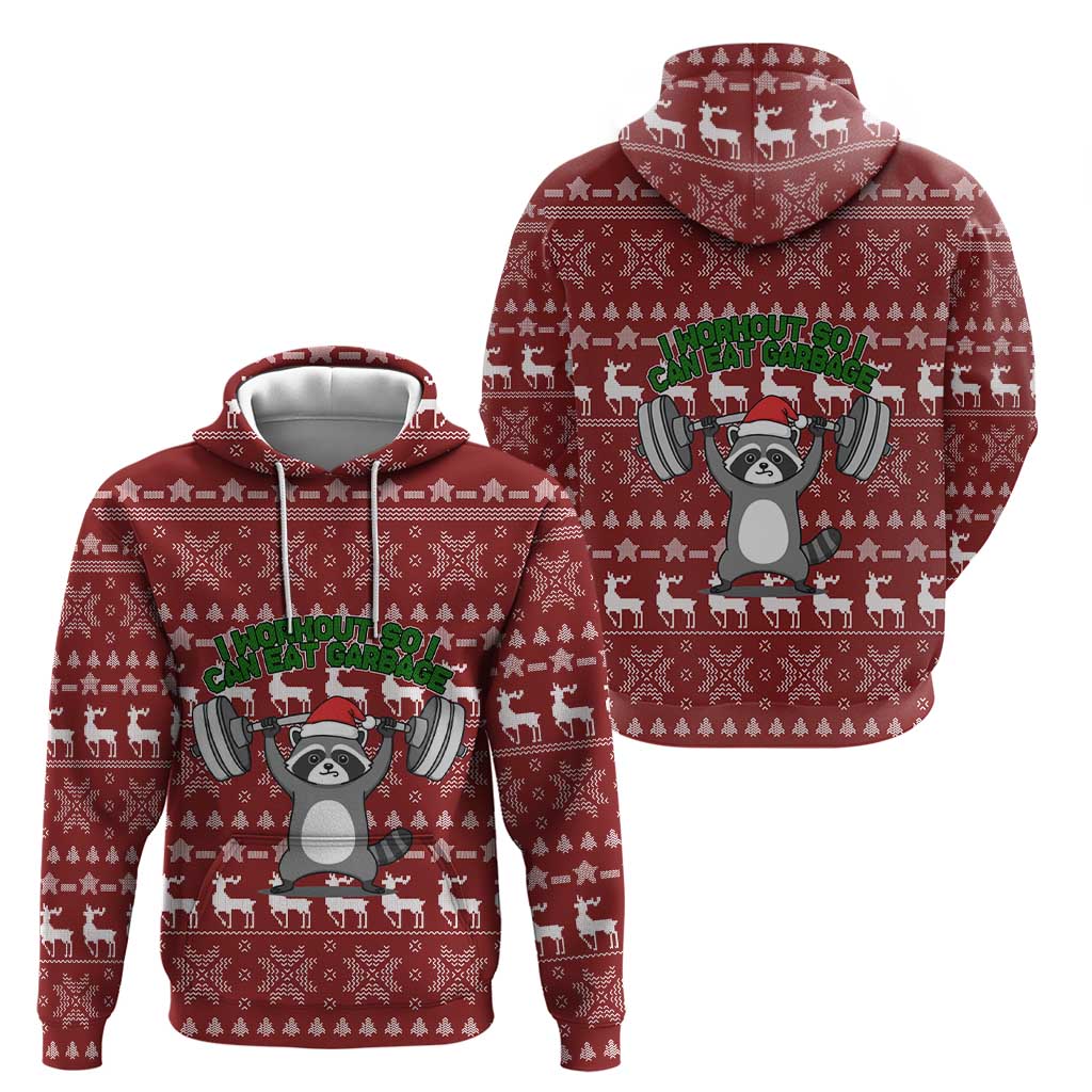 I Workout So I Can Eat Garbage Christmas Design Hoodie Xmas Holiday Patterns - Wonder Print Shop