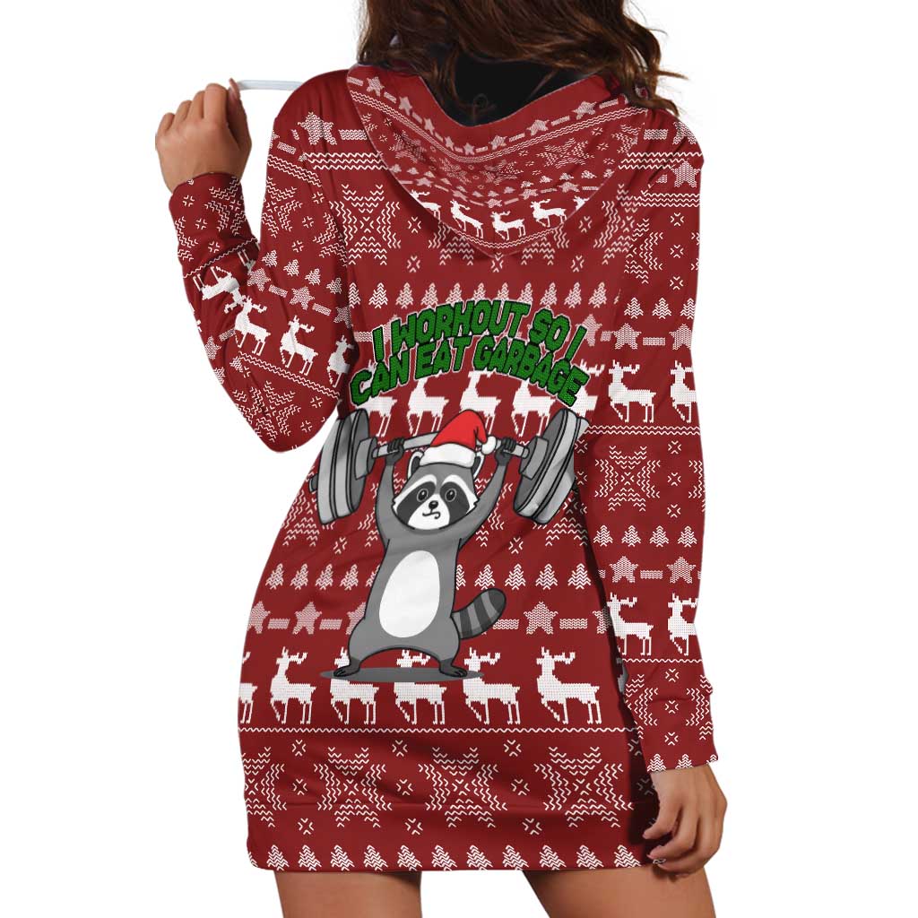 I Workout So I Can Eat Garbage Christmas Design Hoodie Dress Xmas Holiday Patterns - Wonder Print Shop