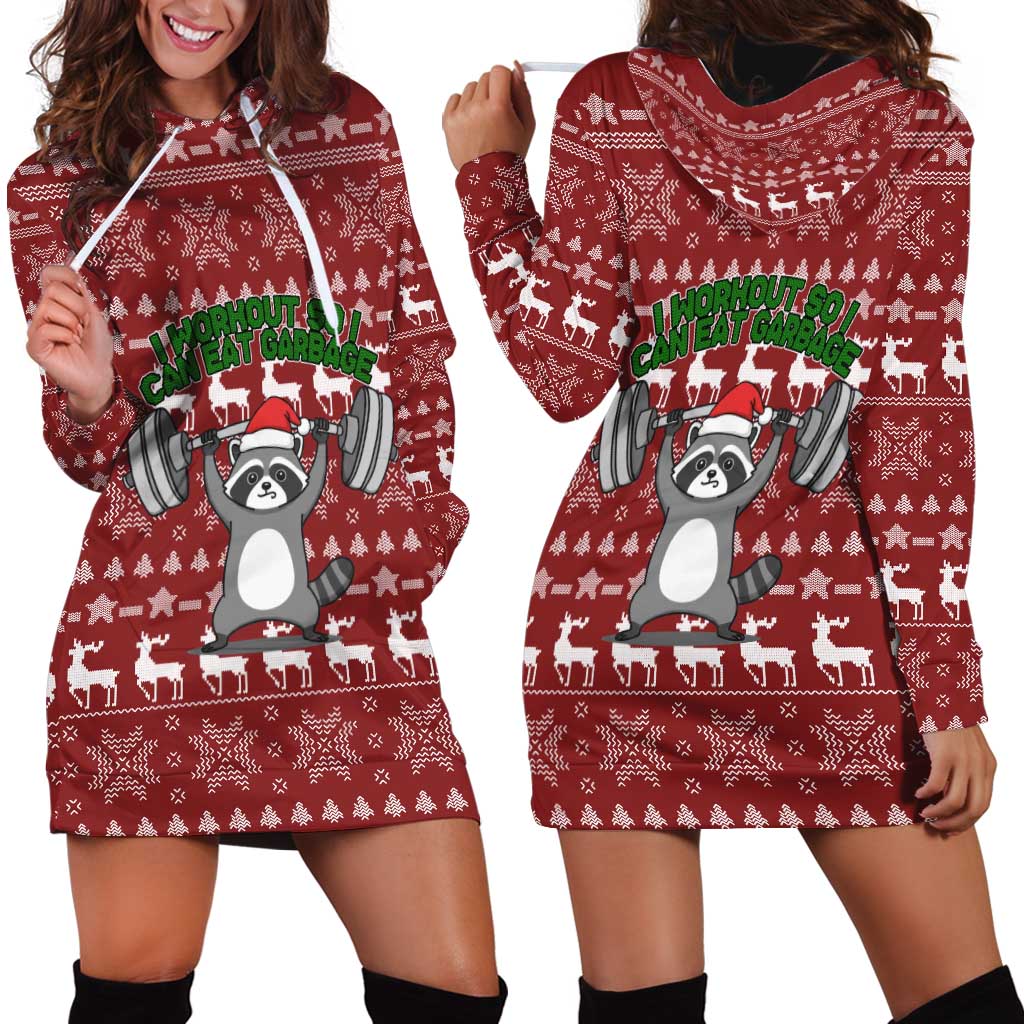 I Workout So I Can Eat Garbage Christmas Design Hoodie Dress Xmas Holiday Patterns - Wonder Print Shop