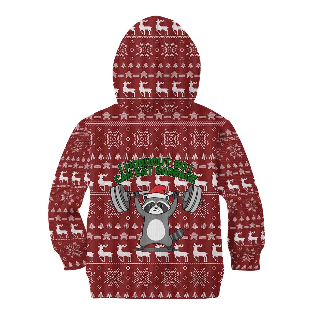 I Workout So I Can Eat Garbage Christmas Design Kid Hoodie Xmas Holiday Patterns - Wonder Print Shop
