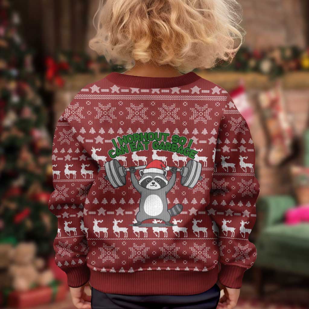 I Workout So I Can Eat Garbage Christmas Design Kid Ugly Christmas Sweater Xmas Holiday Patterns - Wonder Print Shop