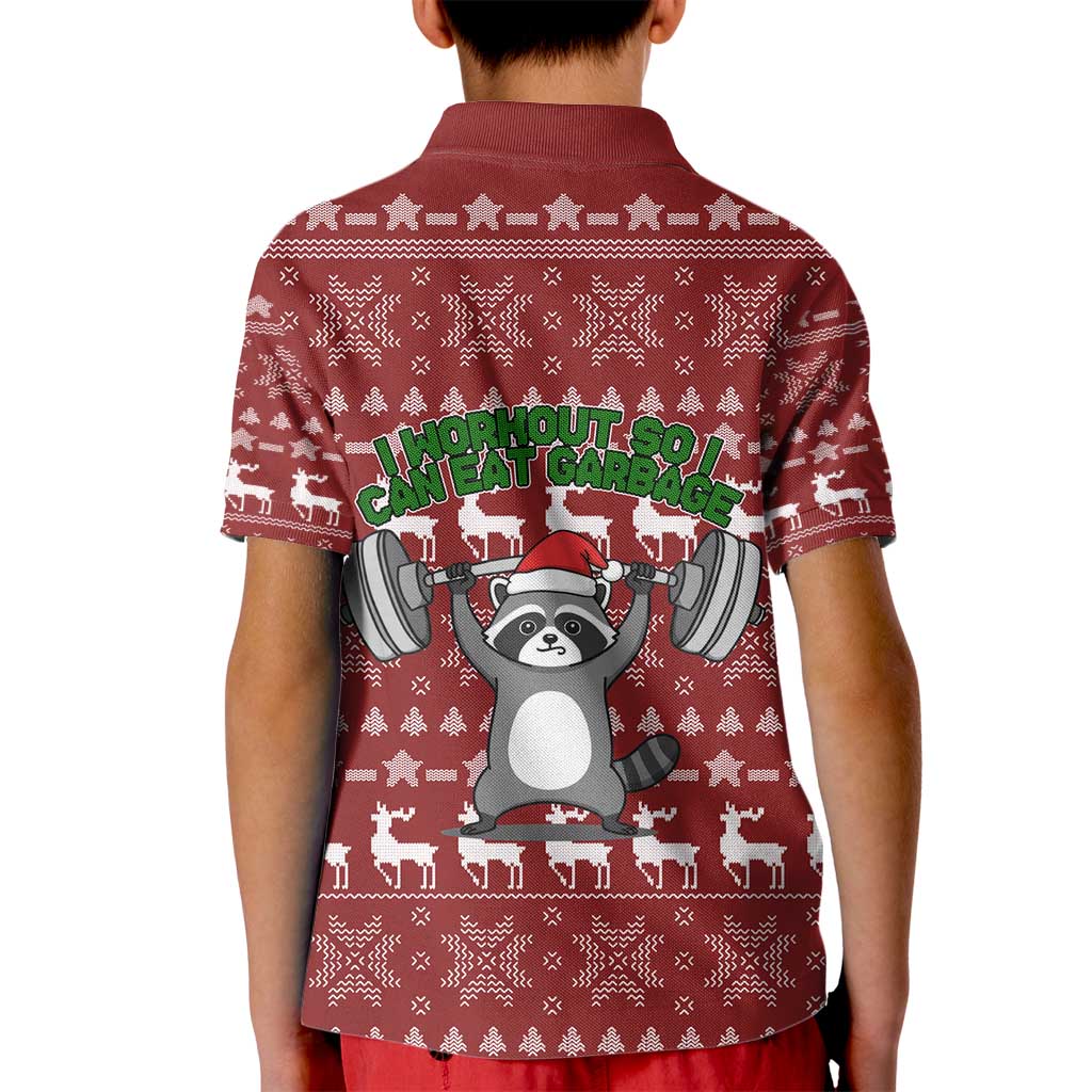 I Workout So I Can Eat Garbage Christmas Design Kid Polo Shirt Xmas Holiday Patterns - Wonder Print Shop