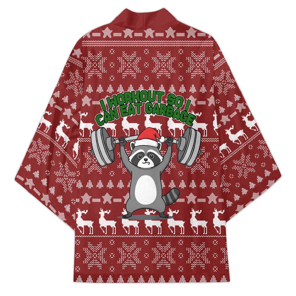 I Workout So I Can Eat Garbage Christmas Design Kimono Xmas Holiday Patterns - Wonder Print Shop