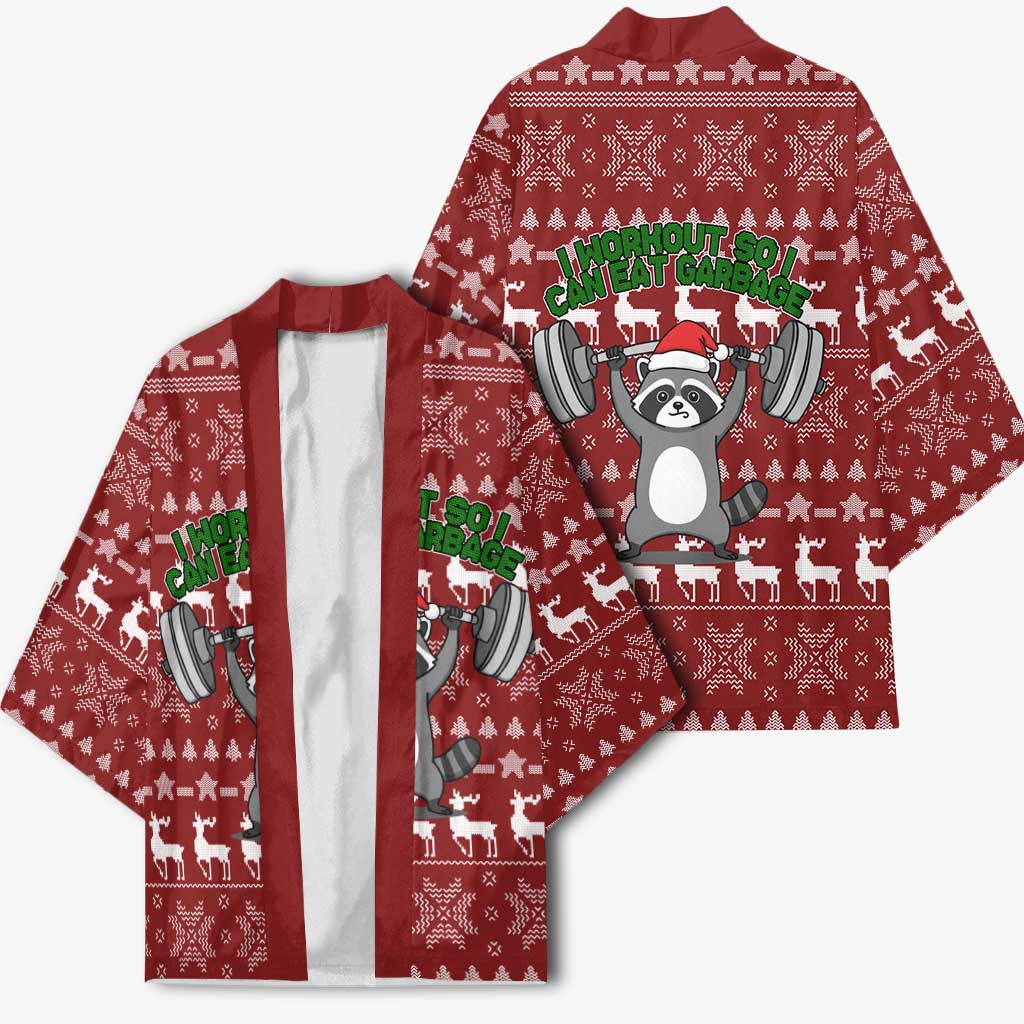 I Workout So I Can Eat Garbage Christmas Design Kimono Xmas Holiday Patterns - Wonder Print Shop