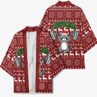 I Workout So I Can Eat Garbage Christmas Design Kimono Xmas Holiday Patterns - Wonder Print Shop