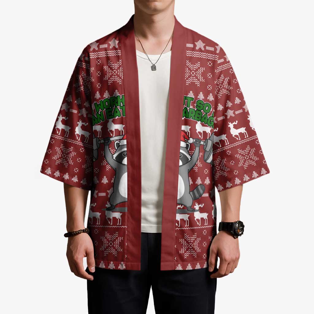 I Workout So I Can Eat Garbage Christmas Design Kimono Xmas Holiday Patterns - Wonder Print Shop