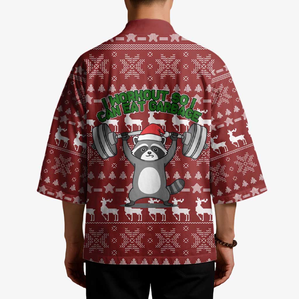 I Workout So I Can Eat Garbage Christmas Design Kimono Xmas Holiday Patterns - Wonder Print Shop