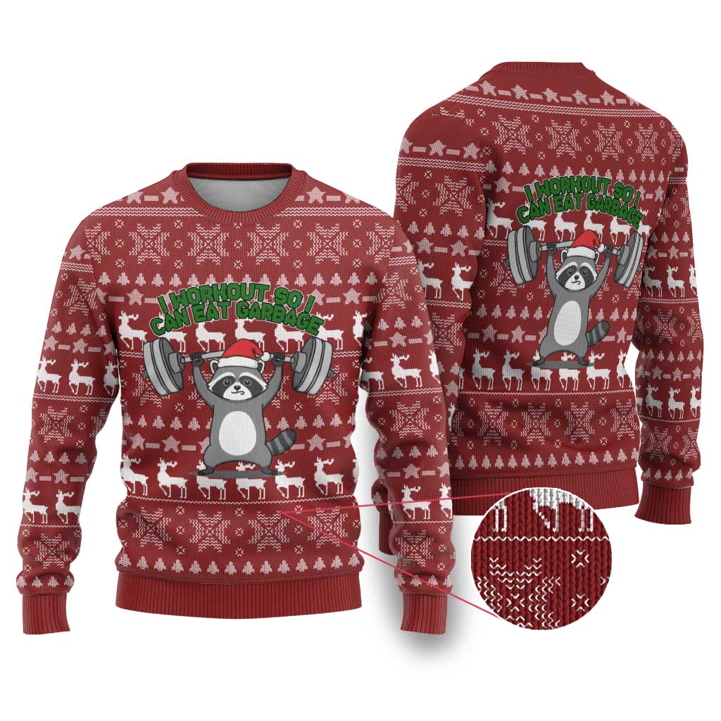 I Workout So I Can Eat Garbage Christmas Design Ugly Christmas Sweater Xmas Holiday Patterns - Wonder Print Shop