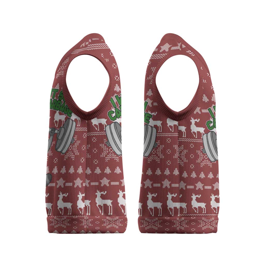 I Workout So I Can Eat Garbage Christmas Design Christmas Knitted V-Neck Vest Xmas Holiday Patterns - Wonder Print Shop