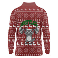 I Workout So I Can Eat Garbage Christmas Design Long Sleeve Polo Shirt Xmas Holiday Patterns - Wonder Print Shop