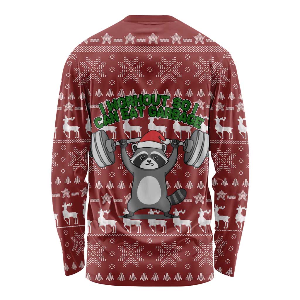 I Workout So I Can Eat Garbage Christmas Design Long Sleeve Shirt Xmas Holiday Patterns - Wonder Print Shop