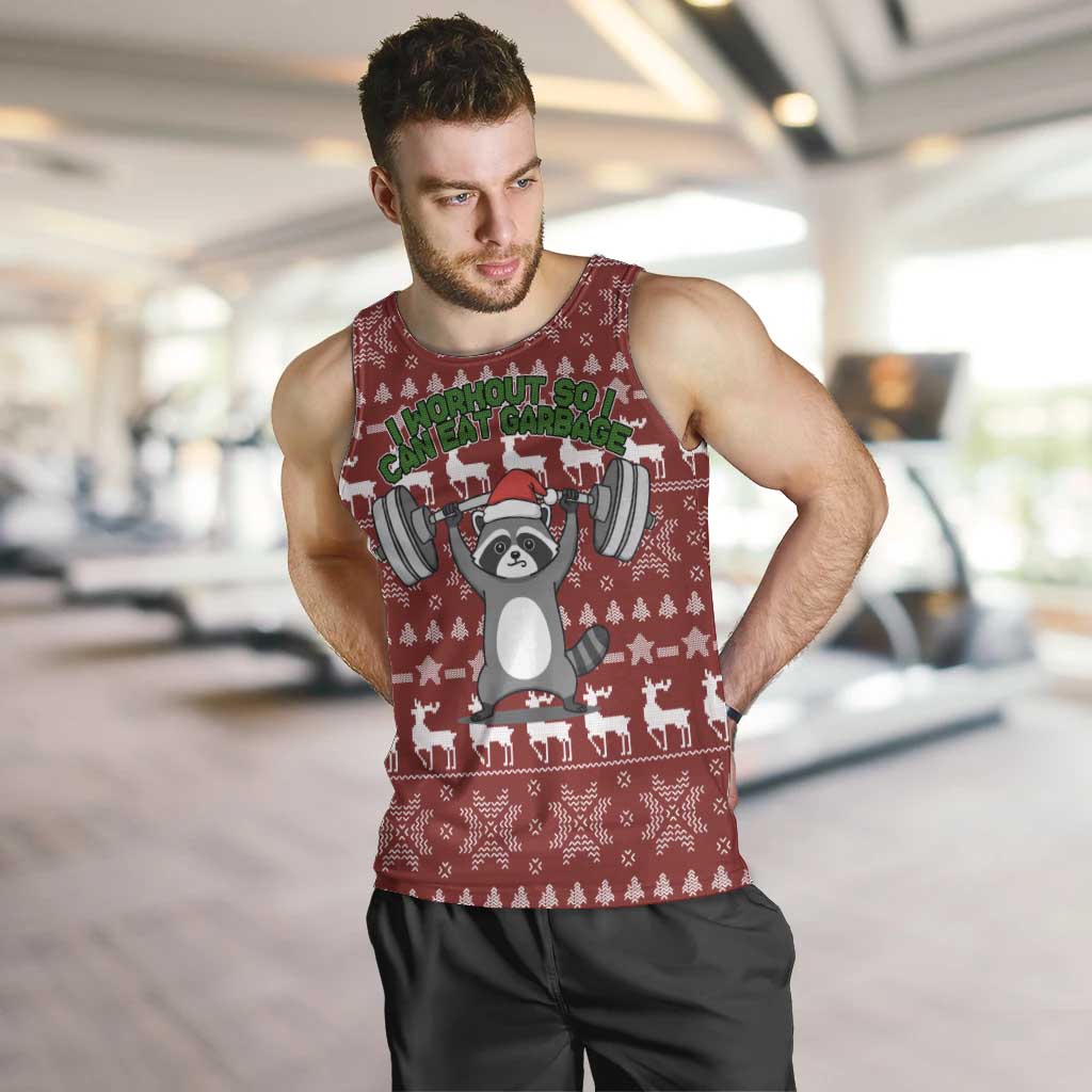 I Workout So I Can Eat Garbage Christmas Design Men Tank Top Xmas Holiday Patterns - Wonder Print Shop
