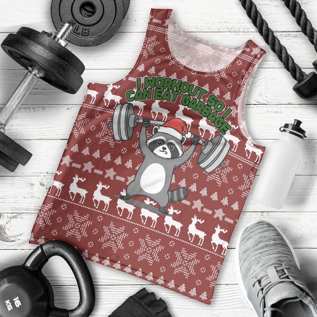 I Workout So I Can Eat Garbage Christmas Design Men Tank Top Xmas Holiday Patterns - Wonder Print Shop