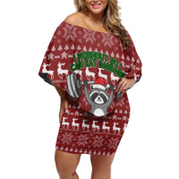 I Workout So I Can Eat Garbage Christmas Design Off Shoulder Short Dress Xmas Holiday Patterns - Wonder Print Shop