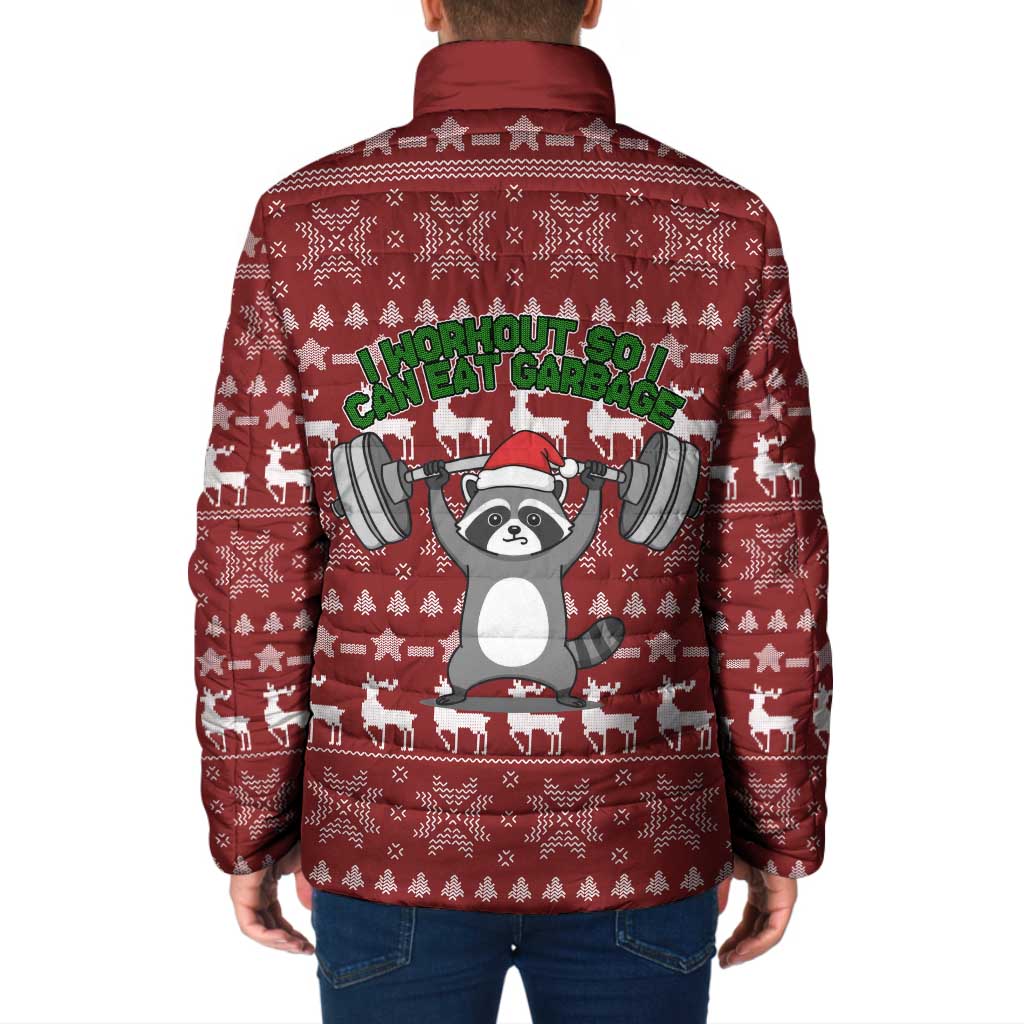 I Workout So I Can Eat Garbage Christmas Design Padded Jacket Xmas Holiday Patterns - Wonder Print Shop