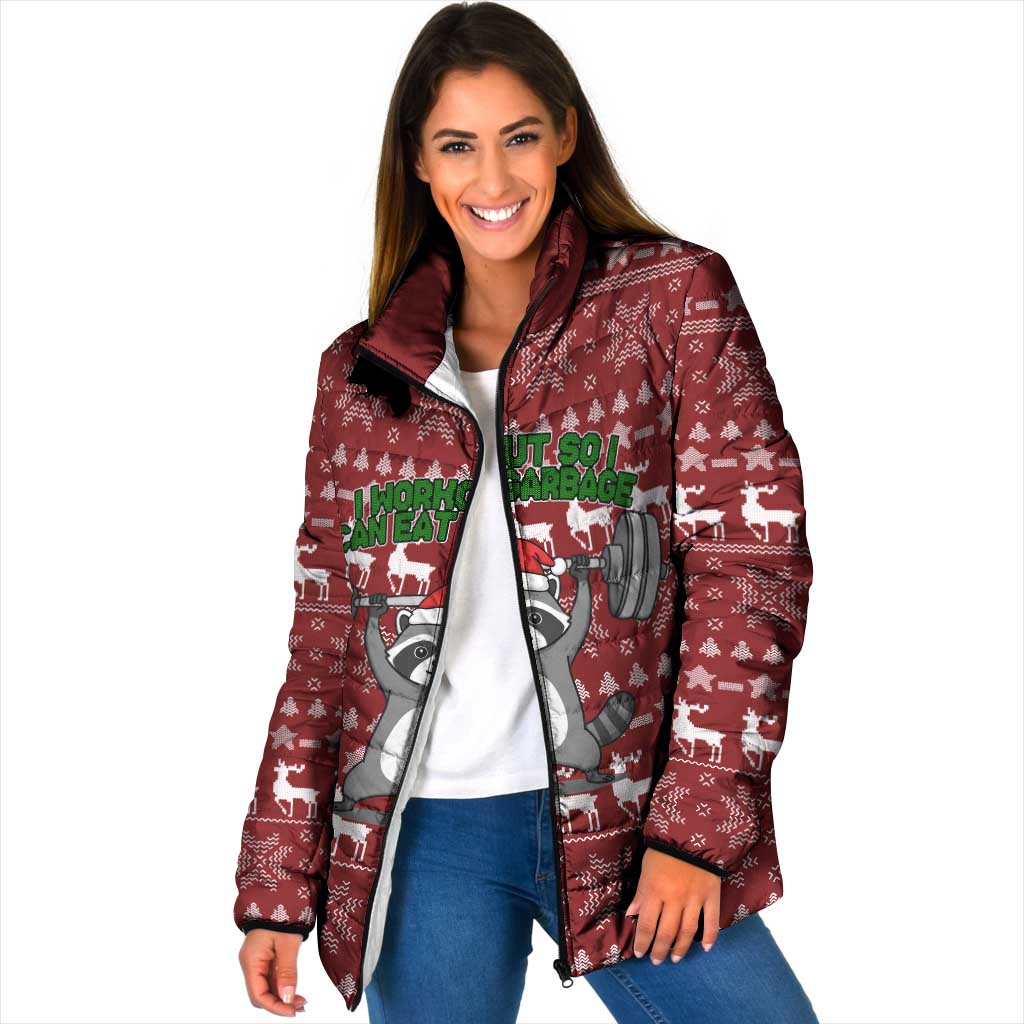 I Workout So I Can Eat Garbage Christmas Design Padded Jacket Xmas Holiday Patterns - Wonder Print Shop