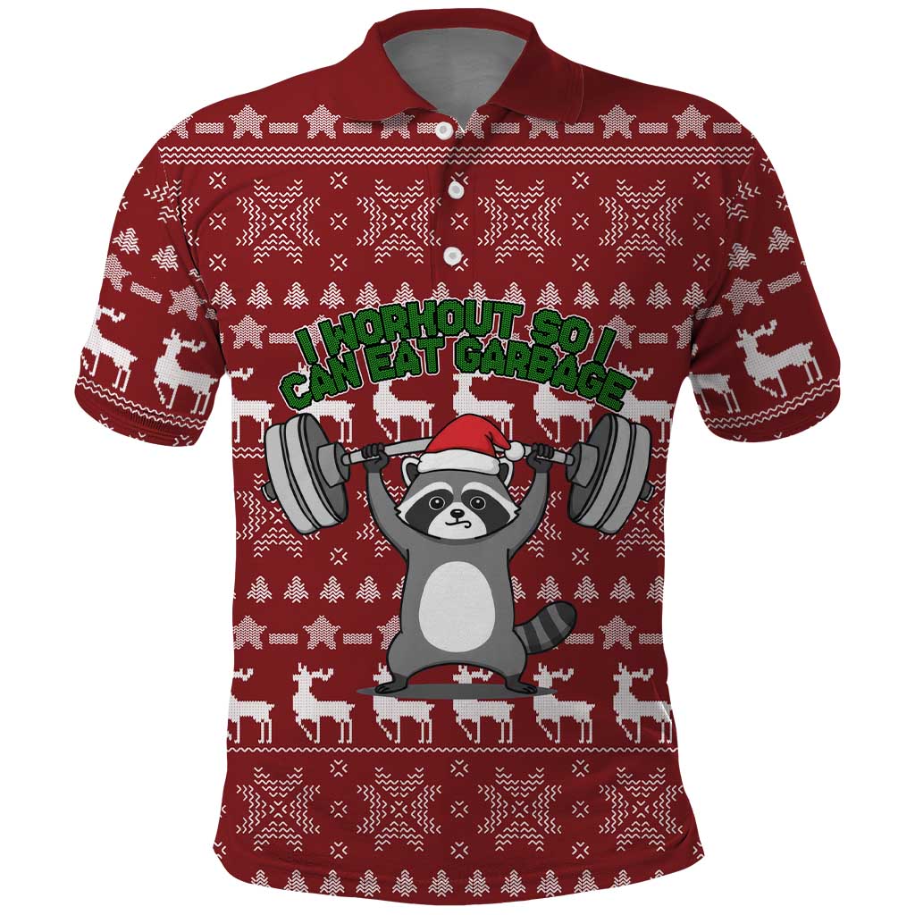 I Workout So I Can Eat Garbage Christmas Design Polo Shirt Xmas Holiday Patterns - Wonder Print Shop