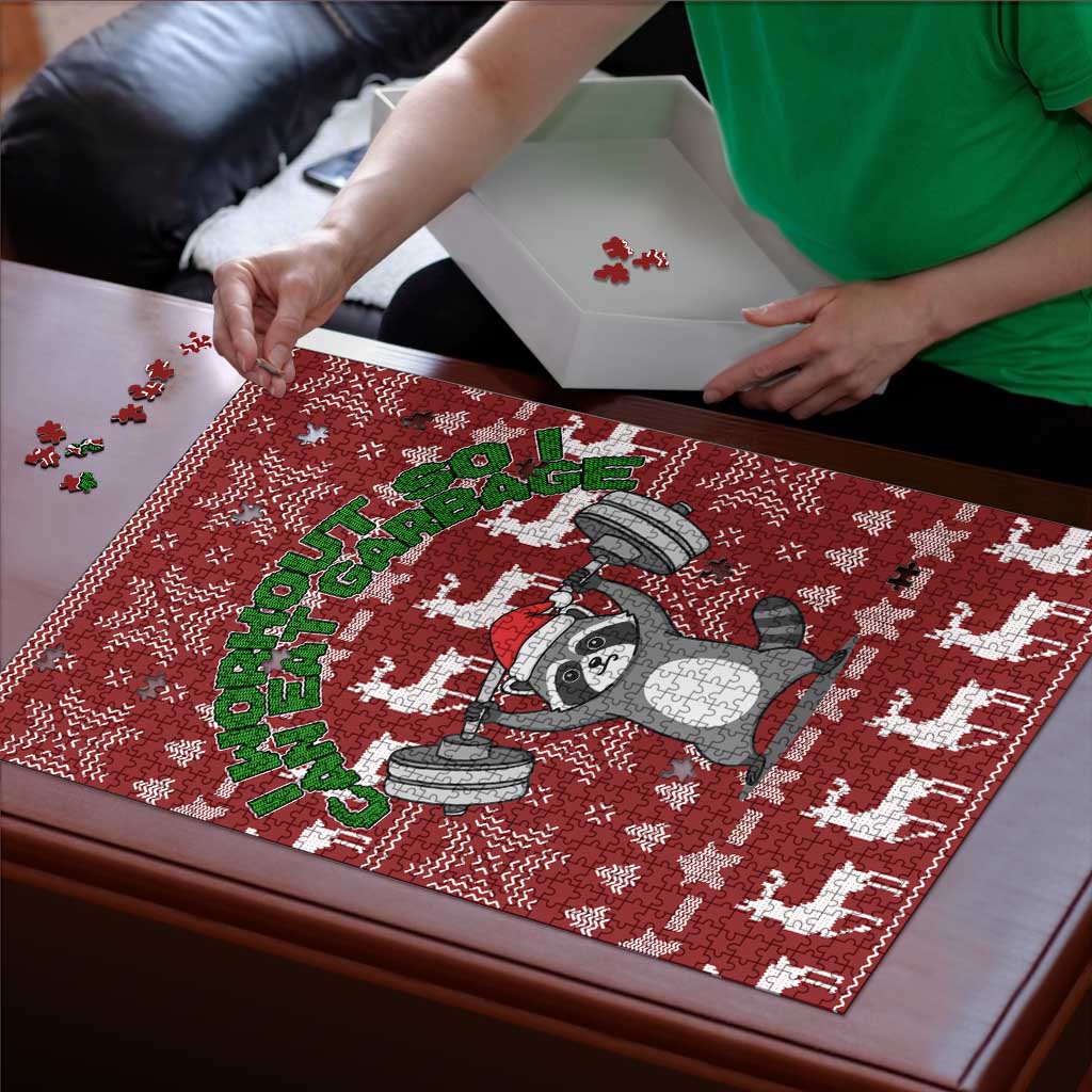 I Workout So I Can Eat Garbage Christmas Design Puzzle Xmas Holiday Patterns - Wonder Print Shop