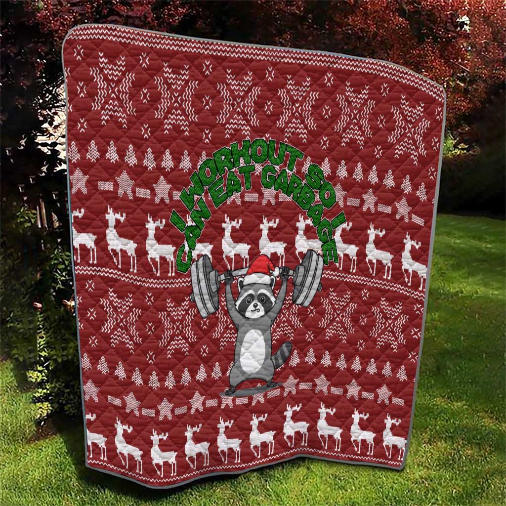I Workout So I Can Eat Garbage Christmas Design Quilt Xmas Holiday Patterns - Wonder Print Shop