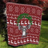 I Workout So I Can Eat Garbage Christmas Design Quilt Xmas Holiday Patterns - Wonder Print Shop