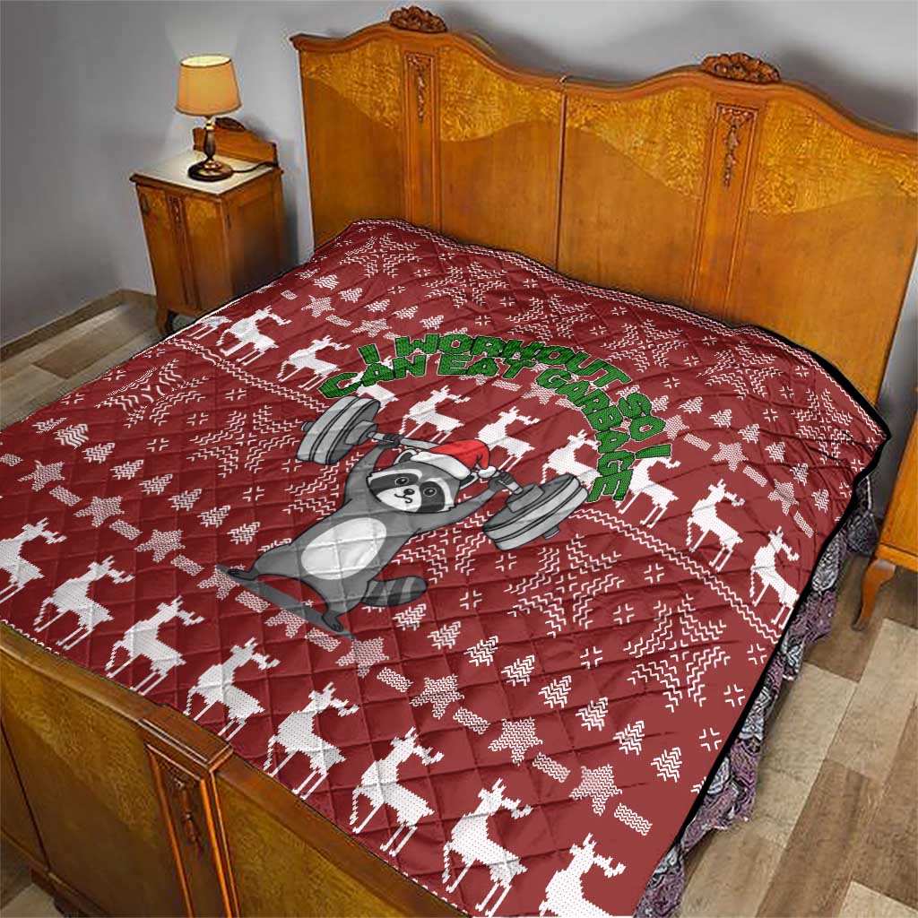 I Workout So I Can Eat Garbage Christmas Design Quilt Xmas Holiday Patterns - Wonder Print Shop