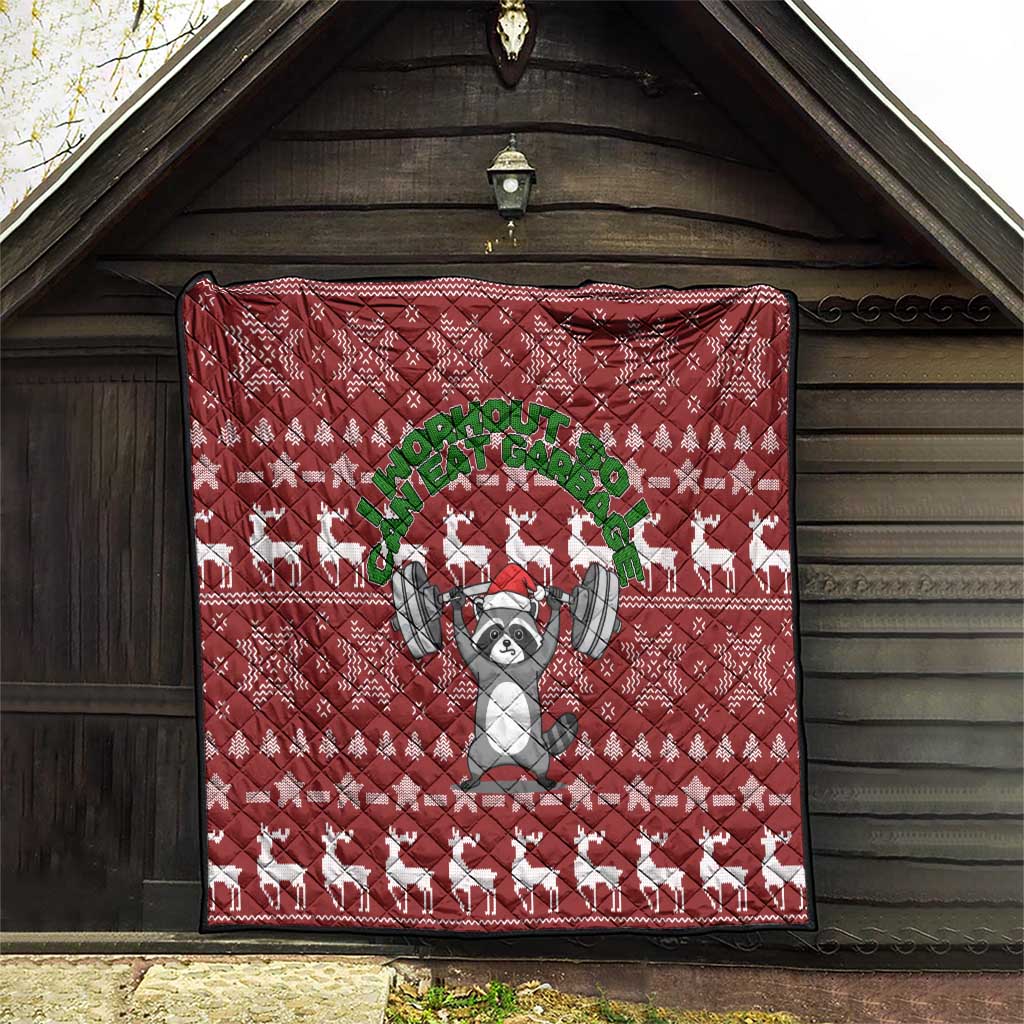 I Workout So I Can Eat Garbage Christmas Design Quilt Xmas Holiday Patterns - Wonder Print Shop