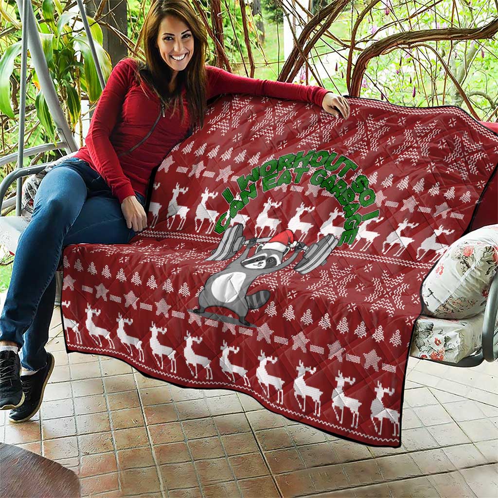 I Workout So I Can Eat Garbage Christmas Design Quilt Xmas Holiday Patterns - Wonder Print Shop