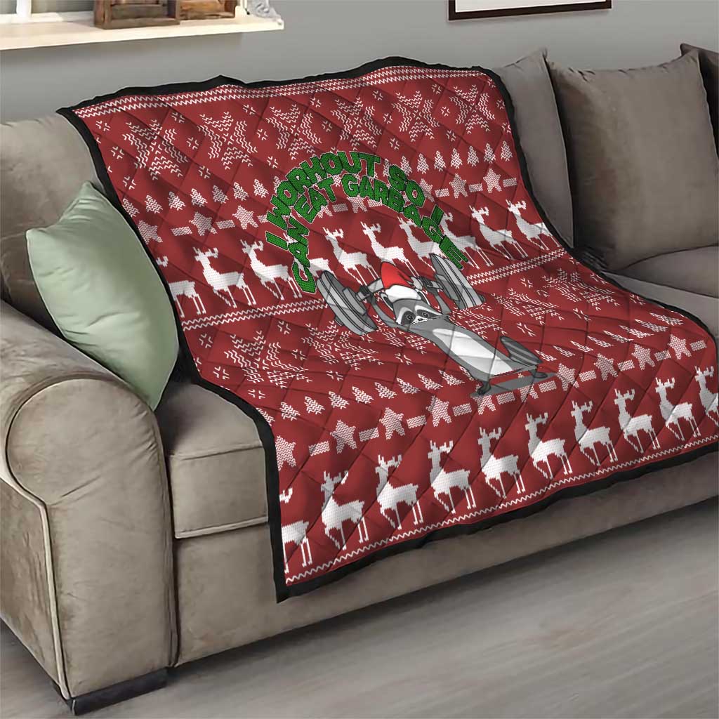 I Workout So I Can Eat Garbage Christmas Design Quilt Xmas Holiday Patterns - Wonder Print Shop