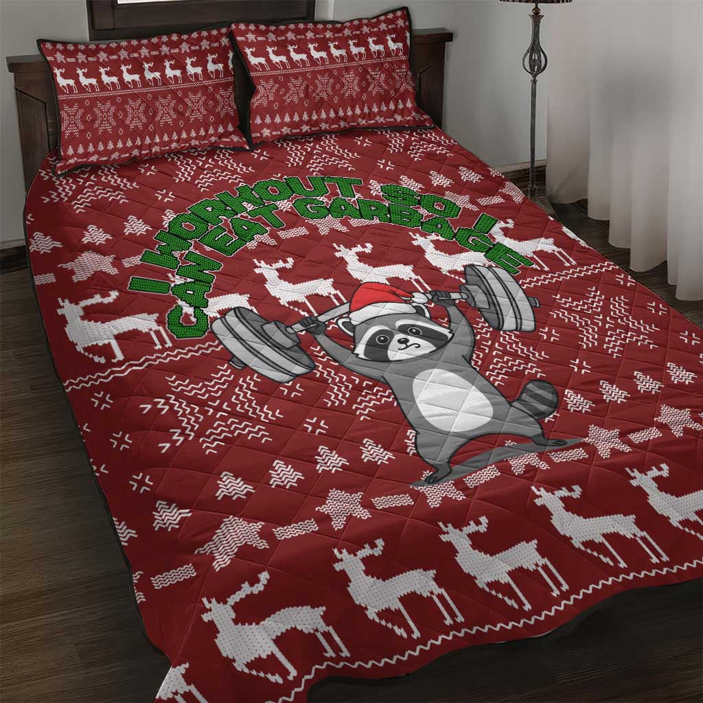 I Workout So I Can Eat Garbage Christmas Design Quilt Bed Set Xmas Holiday Patterns - Wonder Print Shop
