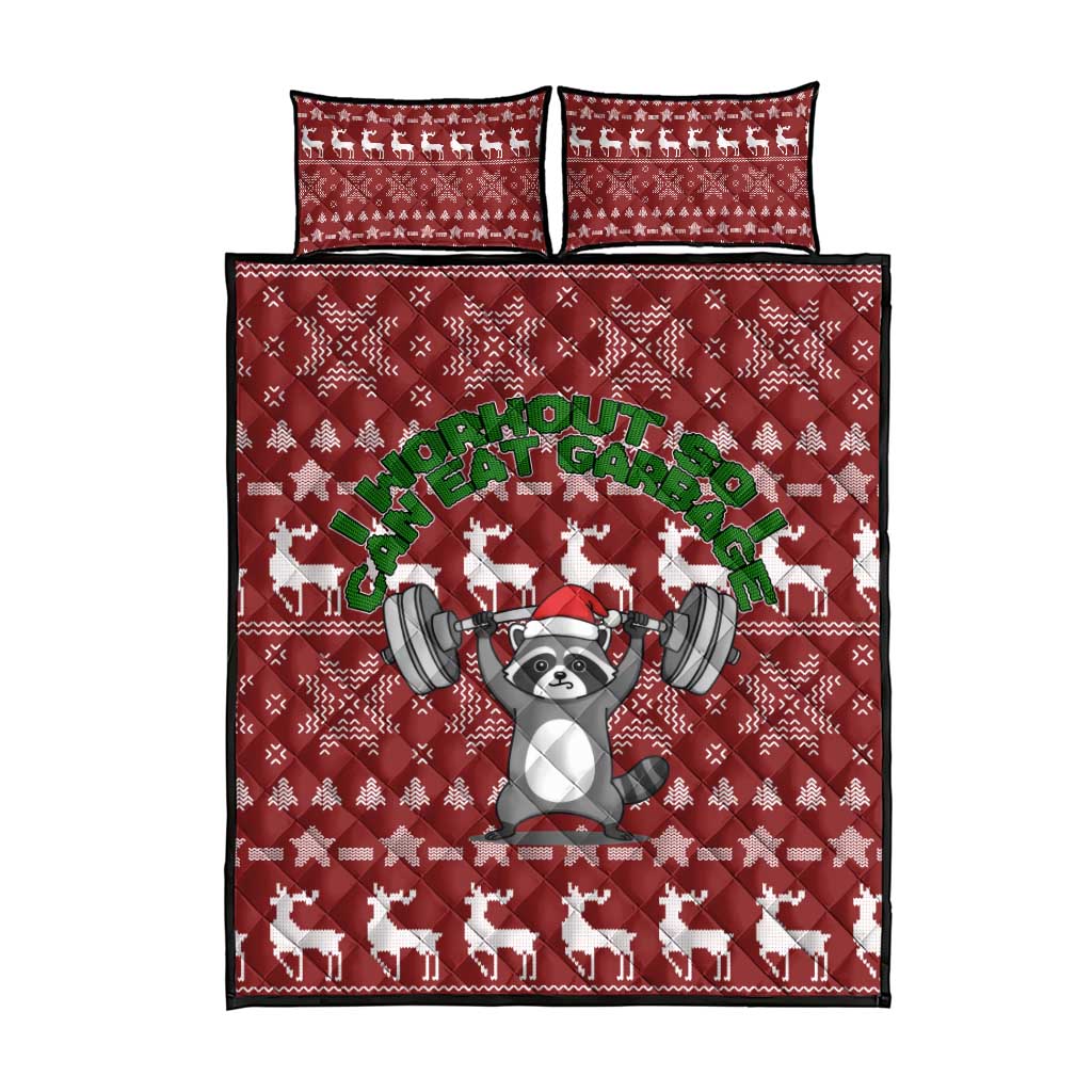 I Workout So I Can Eat Garbage Christmas Design Quilt Bed Set Xmas Holiday Patterns - Wonder Print Shop