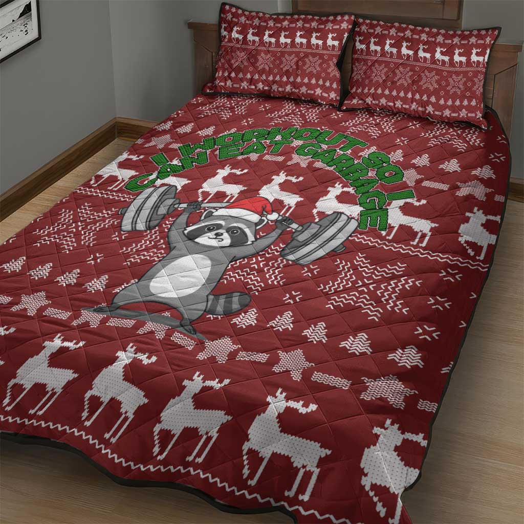 I Workout So I Can Eat Garbage Christmas Design Quilt Bed Set Xmas Holiday Patterns - Wonder Print Shop