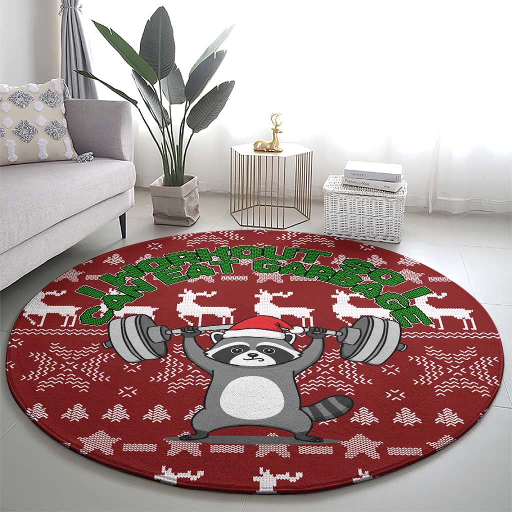 I Workout So I Can Eat Garbage Christmas Design Round Carpet Xmas Holiday Patterns - Wonder Print Shop