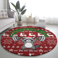 I Workout So I Can Eat Garbage Christmas Design Round Carpet Xmas Holiday Patterns - Wonder Print Shop