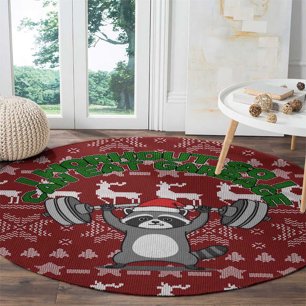 I Workout So I Can Eat Garbage Christmas Design Round Carpet Xmas Holiday Patterns - Wonder Print Shop