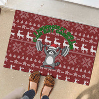 I Workout So I Can Eat Garbage Christmas Design Rubber Doormat Xmas Holiday Patterns - Wonder Print Shop