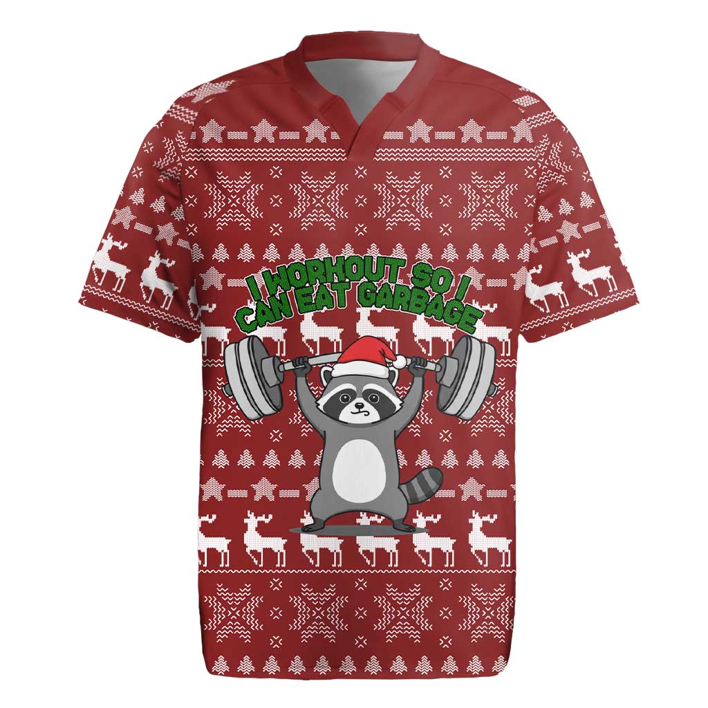 I Workout So I Can Eat Garbage Christmas Design Rugby Jersey Xmas Holiday Patterns - Wonder Print Shop