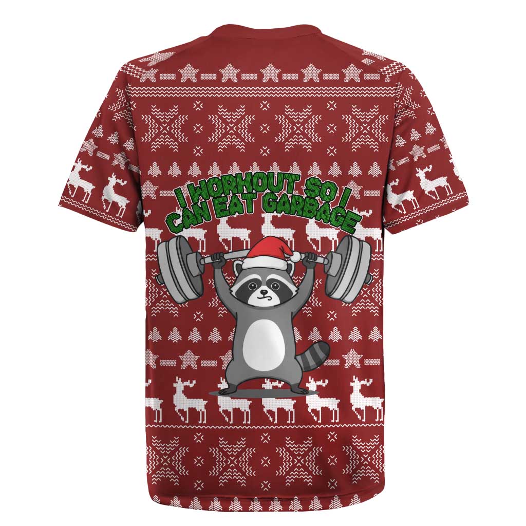 I Workout So I Can Eat Garbage Christmas Design Rugby Jersey Xmas Holiday Patterns - Wonder Print Shop